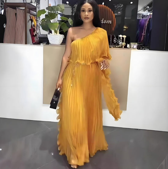 Fashionable One-shoulder Elegant Evening Dress - Dana Fashion