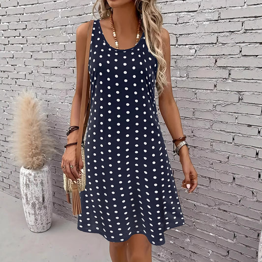 Women's 3D Digital Printing Sleeveless Round Neck Loose Dress - Dana Fashion