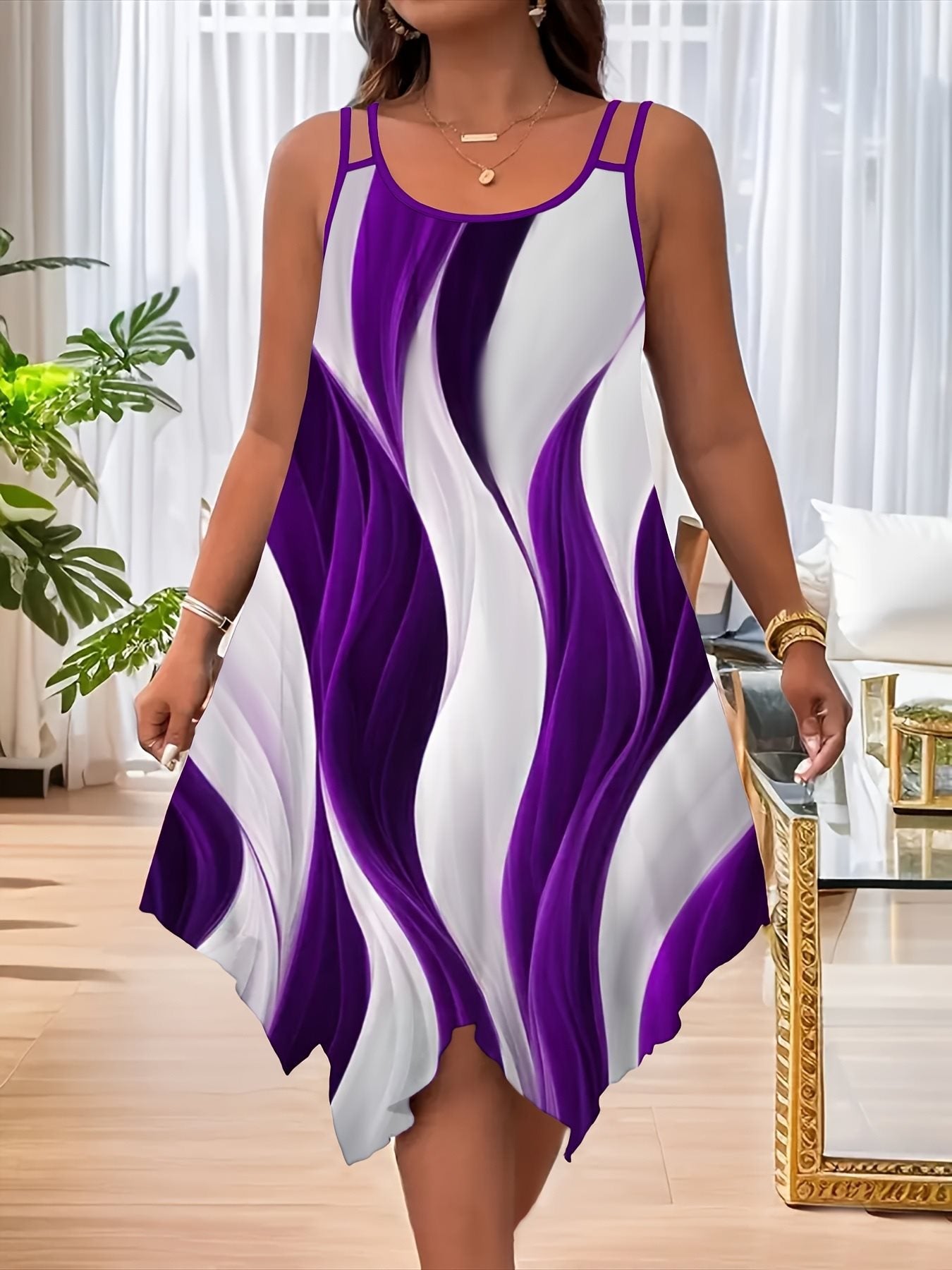 Fashion Double-shoulder Strap Printed Women's Dress - Dana Fashion