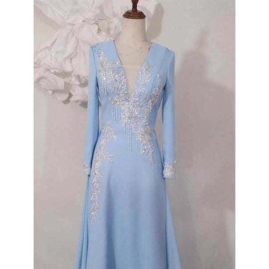 Light Luxury Minority Temperament Long Sleeve Performance Costume $178.96 Dana Fashion Color: Blue Size: L Women's clothing Product information: Fabric name: Polyester Color: blue Sleeve type: regular sleeve Waist type: high waist Size: S,M,L,XL,XXL Appli