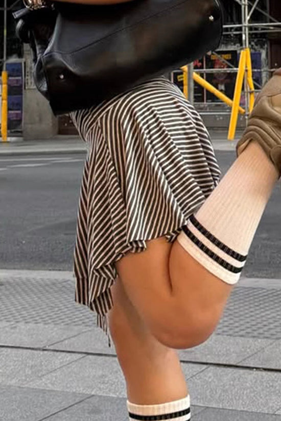 Fashion Hot Girl Street Style Short Striped Asymmetric Skirt Summer - Dana Fashion