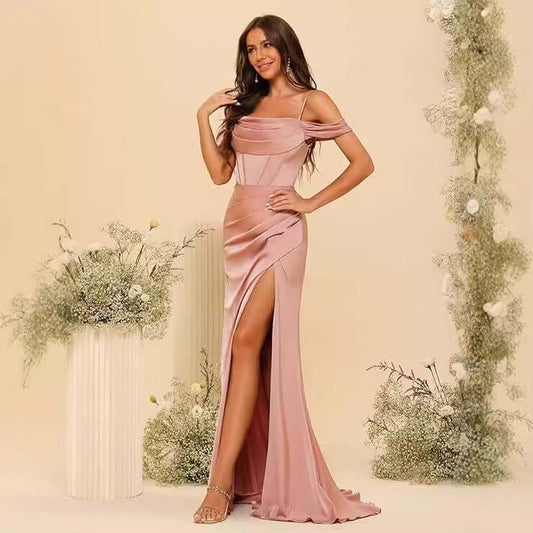 Off-the-shoulder Satin Bridesmaid Corset Ball Gown $138.96 Dana Fashion Color: Black Size: US10 Women's clothing Product information: Color: Dusty Rose, royal blue, navy blue, orange, emerald green, pink, olive green, black, red, gray, burnt orange, gold,