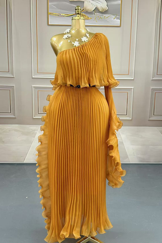 Fashionable One-shoulder Elegant Evening Dress - Dana Fashion