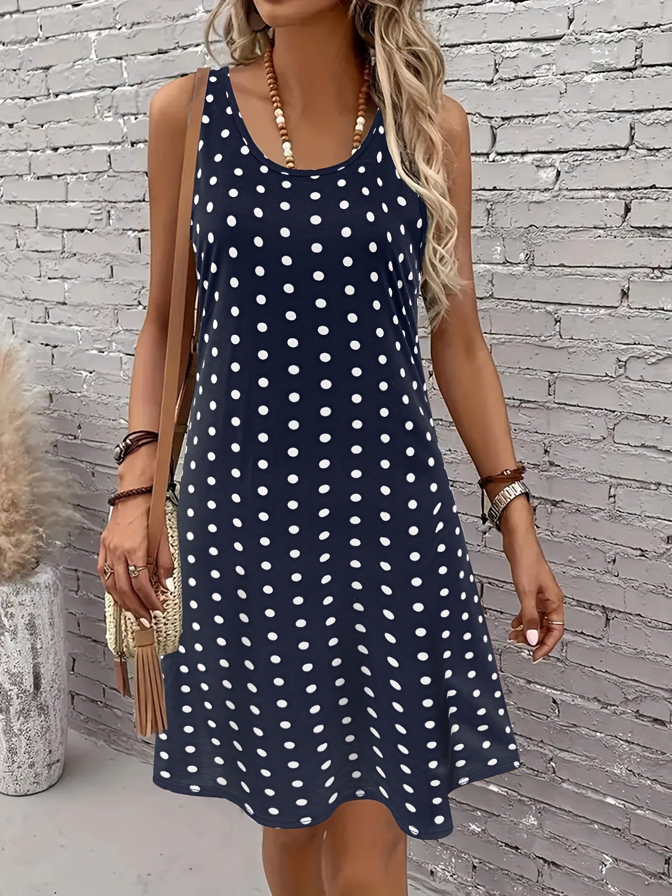 Women's 3D Digital Printing Sleeveless Round Neck Loose Dress - Dana Fashion