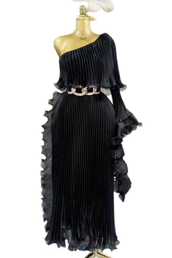 Fashionable One-shoulder Elegant Evening Dress - Dana Fashion