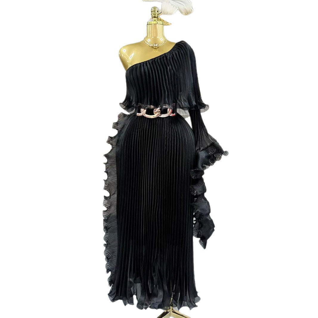 Fashionable One-shoulder Elegant Evening Dress - Dana Fashion