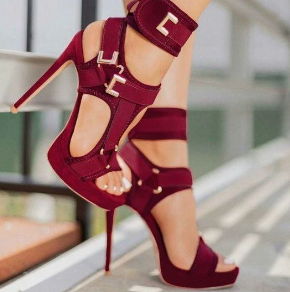 Buckle Super High Heels Waterproof Platform Fish Mouth Stiletto Heel Women Sandals