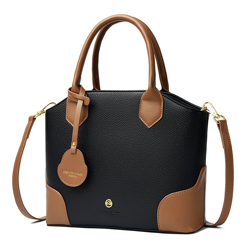 A Versatile Retro Minimalist Crossbody Bag $65.00 Dana Fashion Color: Black With Brown Women's Bags Product information: Lining texture: Polyester Applicable scenarios: Daily matching Color: black with brown, milk tea with Brown, apricot with Brown, apric