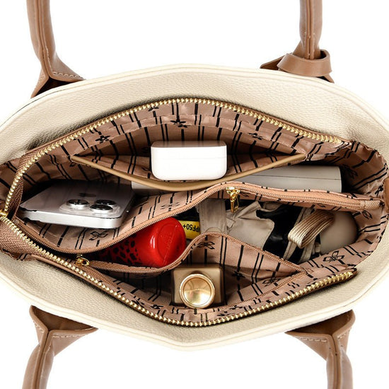 A Versatile Retro Minimalist Crossbody Bag $65.00 Dana Fashion Color: Apricot With Brown Women's Bags Product information: Lining texture: Polyester Applicable scenarios: Daily matching Color: black with brown, milk tea with Brown, apricot with Brown, apr