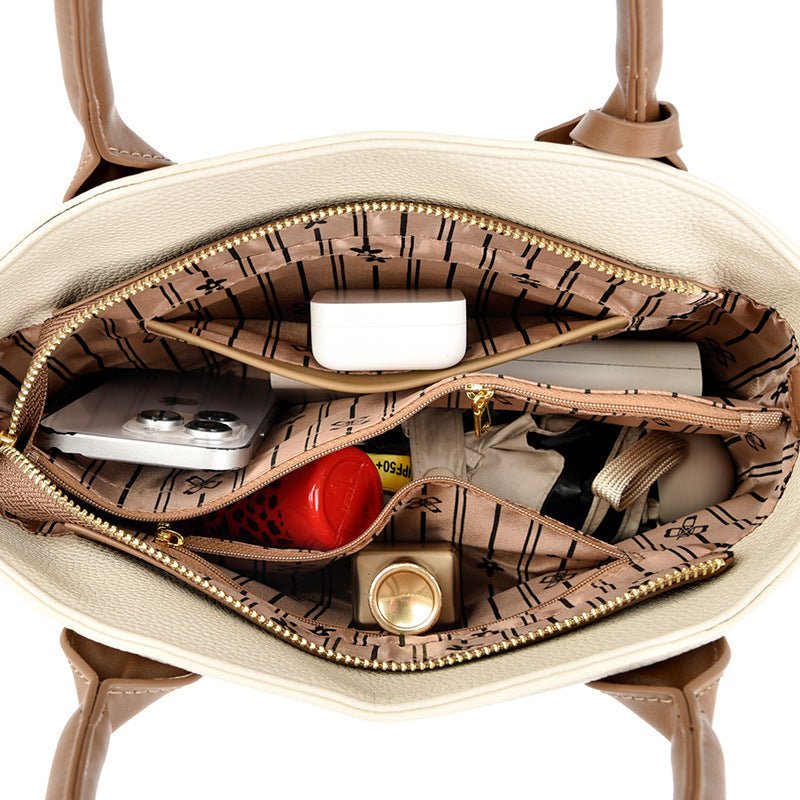 A Versatile Retro Minimalist Crossbody Bag $65.00 Dana Fashion Color: Apricot With Brown Women's Bags Product information: Lining texture: Polyester Applicable scenarios: Daily matching Color: black with brown, milk tea with Brown, apricot with Brown, apr
