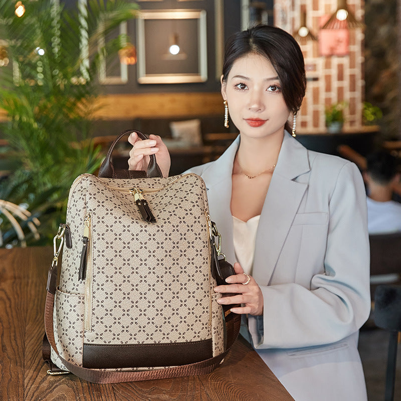 Large Capacity Simple All-matching Printed Retro Anti-theft Travel Crossbody Backpack - Dana Fashion