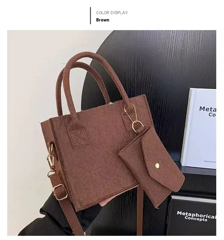 Simple Small Handbag Women's Fashion Felt One Shoulder Combination Bags - DanaFashionstore