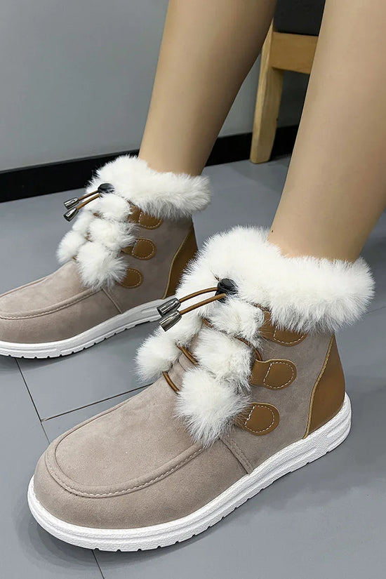 Fashion Suede Fleece Snow Boots Winter Warm Plush Round Toe Cotton Shoes Versatile Simple Short Boot For Women - DanaFashionstore