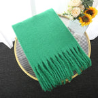 Macaron Solid Color Thick Braid Tassel Shawl - DanaFashionstore
