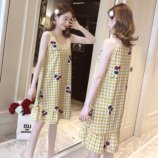 Women's Loose Fashion Print Suspenders Nightgown - Dana Fashion