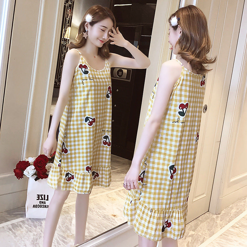 Women's Loose Fashion Print Suspenders Nightgown - Dana Fashion