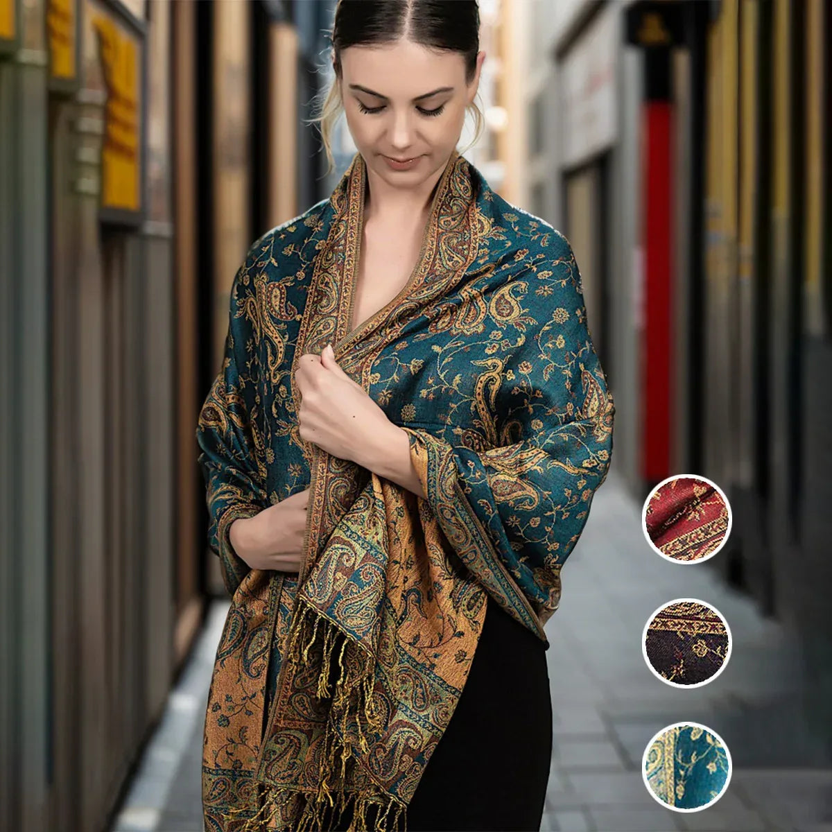 Autumn And Winter Ethnic Style Vintage Tassel Shawl Middle East Paisley Jacquard Scarf For Women - DanaFashionstore