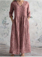 Loose Fashion Premium V-neck Print Dress