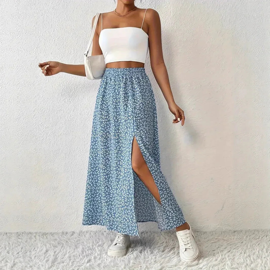Women's Fashionable With Side-slit Printed Skirt - DanaFashionstore