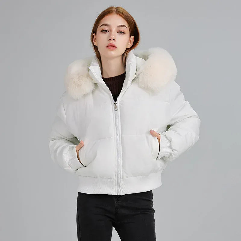 Women's Hooded Fur Collar Cotton Coat 2025 - Designer Padded Jacket - DanaFashionstore