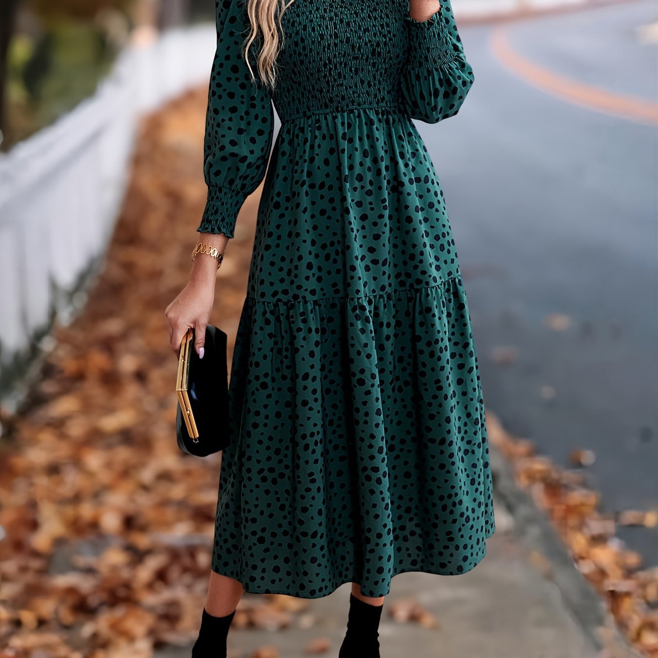 Women's Clothing Leopard Print Long Sleeve Dress - Dana Fashion