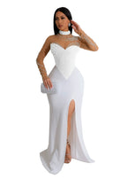 Rhinestone Pearl See-Through Dress 2026 - Waist-Tight Split Dress - DanaFashionstore