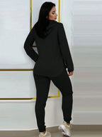 2pcs Set Women Solid Color Drawstring Hooded Long Sleeve Top And Pants Casual Suit - DanaFashionstore