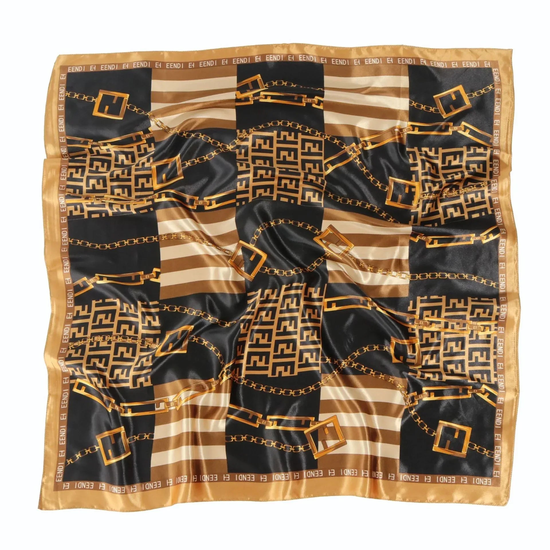Chain Printed Scarf Women's Casual Scarf 90 90cm Satin Large Kerchief - DanaFashionstore