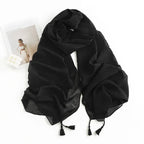 Herringbone Pattern Monochrome Artificial Cashmere Scarf Women's Simple Casual Style Tassel Warm Shawl - DanaFashionstore