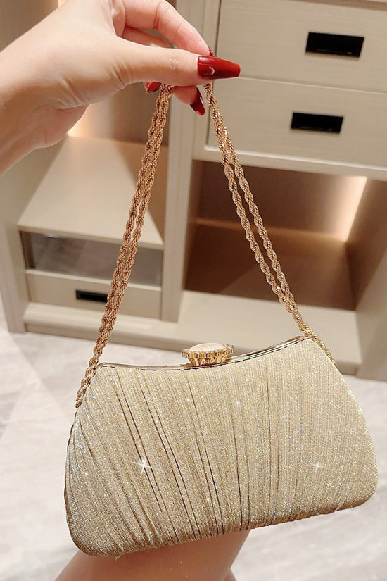 Shiny Pleated Evening Party Dress One Shoulder Prom Bag - Dana Fashion