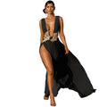 Women's Fashion Deep V High Slit Large Swing Floor Long Dress