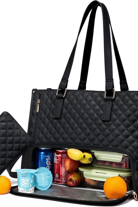 Fashionable Lunch Tote Bag Women's Thermal Insulation Lunch Box Leak-proof Crossbody Computer Storage Bag Quilted Large Capacity Handbag With Purse