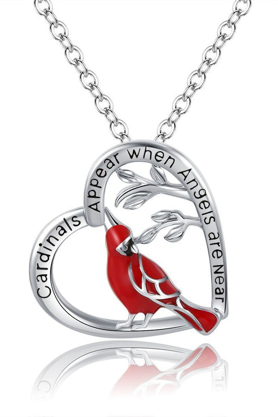 Creative Heart Shaped Cardinal Pendant Necklace, Exquisite Party Commemorative Accessory Gift Jewelry Anniversary Party Gifts, Valentine's Day Gift