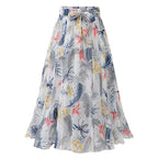 Printed Chiffon Large Skirt Mid-length Floral Bohemian