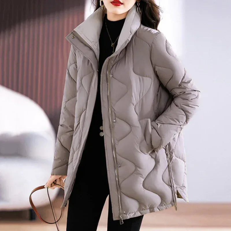 Mid-Length Loose Simple Cotton-Padded Coat 2026 - Minimalist Winter Jacket - DanaFashionstore