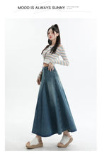 American Style Retro Big Swing Denim Spring New High Waist A- Line Slimming Mid-length Skirt - DanaFashionstore