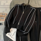 Slimming Youthful-looking Cardigan Long-sleeved Sweater Wide-leg Pants Two-piece Set
