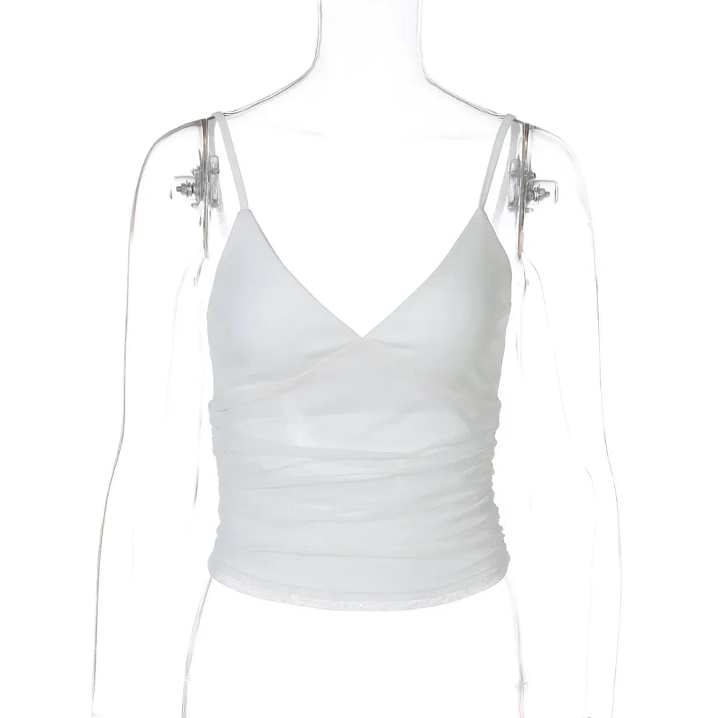 Mesh Slim Fit Patchwork Backless Camisole - DanaFashionstore