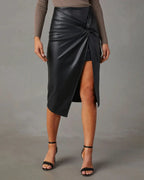 Women's Split Mid-length Hot Girl Leather Hip Skirt - DanaFashionstore