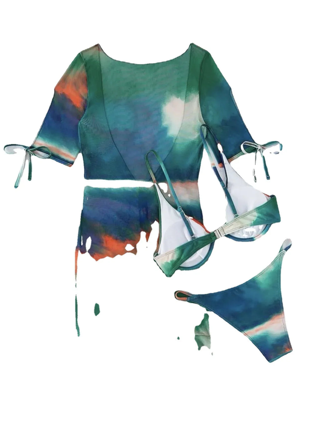 Printed Three-piece Set With Steel Bracket Swimwear Swimsuit Bikini - DanaFashionstore