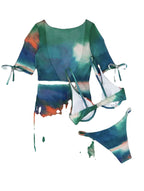 Printed Three-piece Set With Steel Bracket Swimwear Swimsuit Bikini - DanaFashionstore