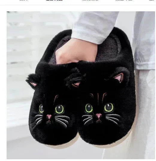 Autumn And Winter Cotton Slippers Men And Women Couple Kitty Cartoon - DanaFashionstore