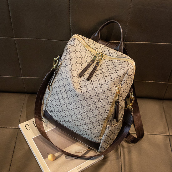 Large Capacity Simple All-matching Printed Retro Anti-theft Travel Crossbody Backpack - Dana Fashion