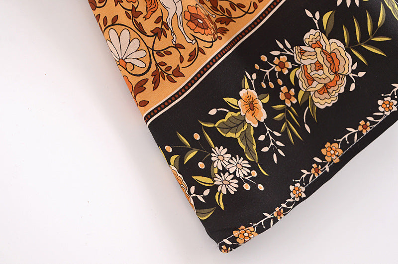 Women's Printed Positioning Flower Tassel Elastic Waist Skirt - Dana Fashion
