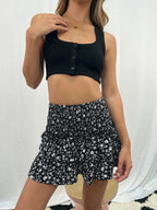 Women's Pleated Ruffles Printed Dress Fashion Floral Bohemian Short Skirt