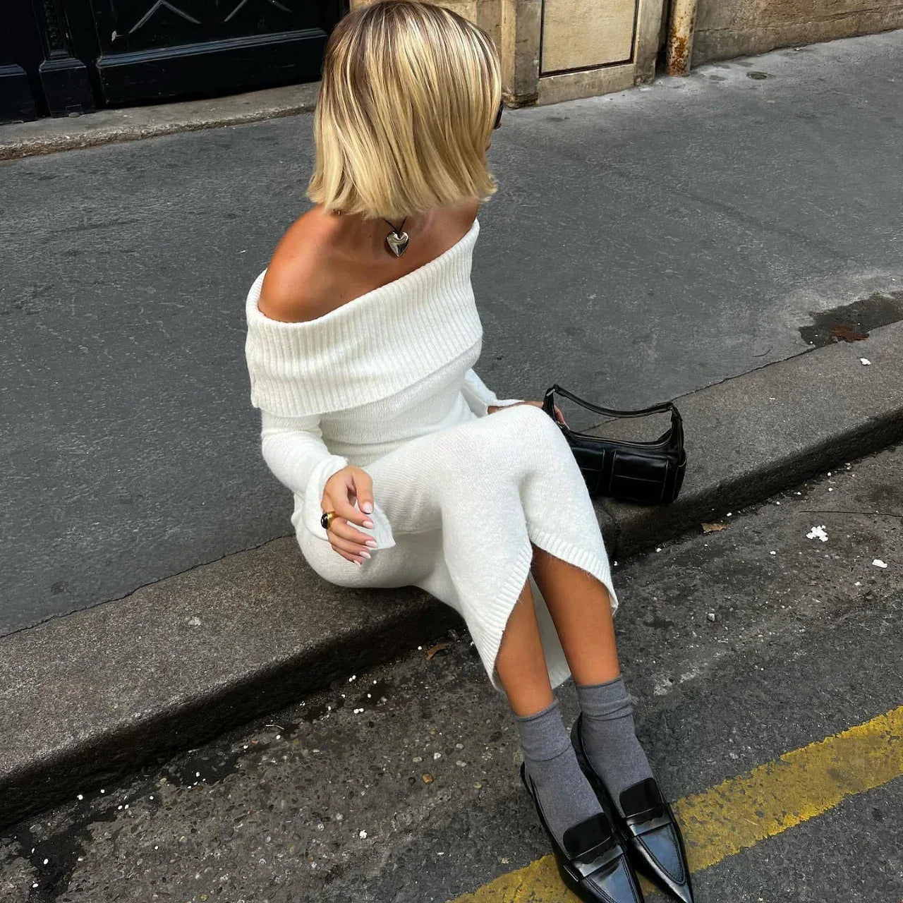 Off-the-shoulder Knitted Base Skirt Women - DanaFashionstore