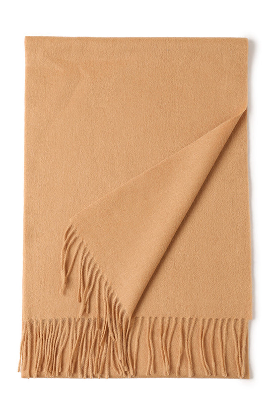 New Solid Color Wool Long Beard Warm Tassel Scarf Thick