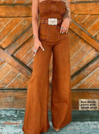 Tube Top Denim Print Wide-Leg Jumpsuit - DanaFashionstore
