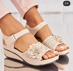 Women's Summer Plus Size Hollow-out Flower Platform Wedge Sandals - DanaFashionstore