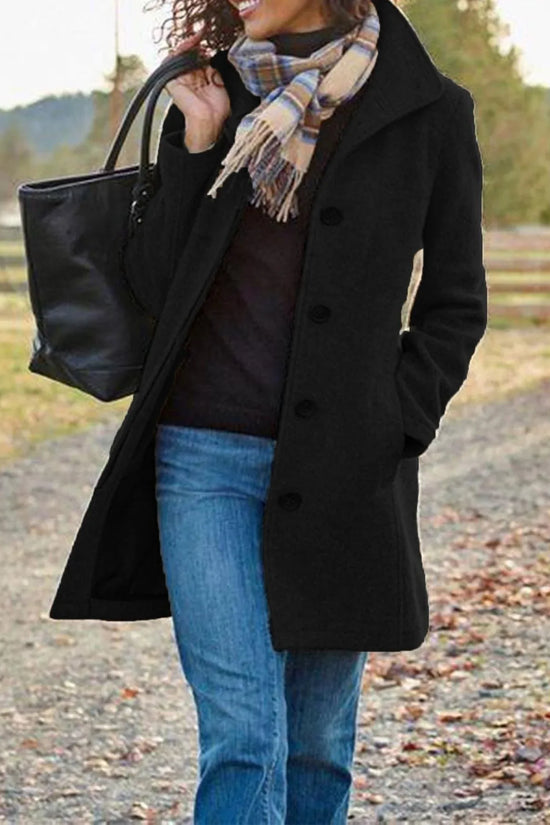 Winter Single-breasted Lapel Coat Fashion Commuter Slim Mid-length Jacket Women's Clothing - DanaFashionstore